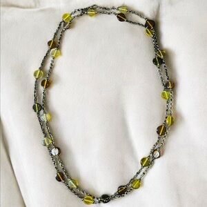 Vintage 70’s Yellow / Amber shade beads, gunmetal chain 💛🧡🩶